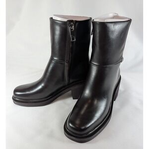 Franco Sarto Dark Brown Leather Square Toe Heel Ankle Boots Womens size 5 L-KYRA